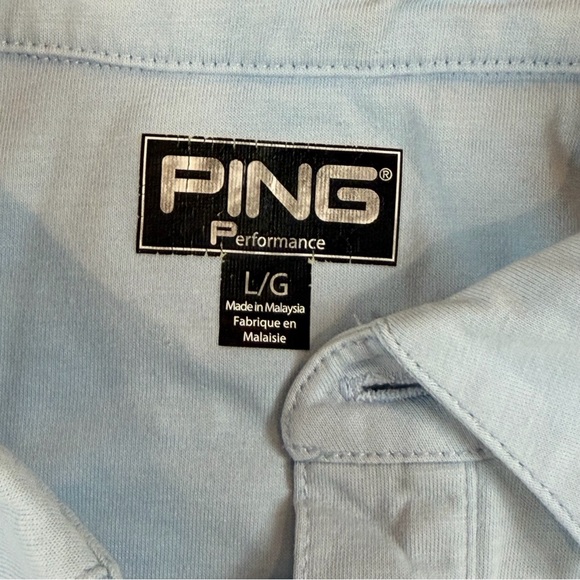 PING Performance‎ Polo Shirt Mens Large Light Blue Cotton Blend Golf Knit Casual - Picture 3 of 10